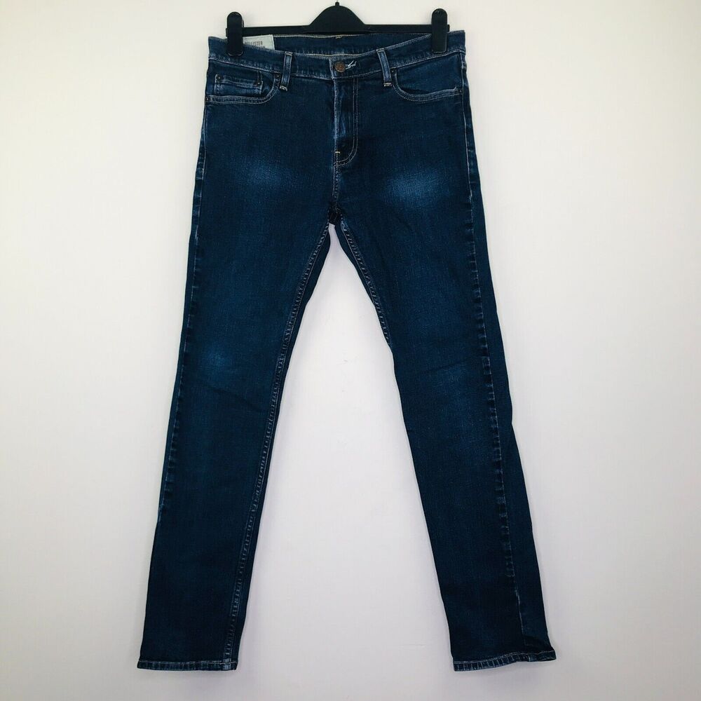 Hollister Men's 32x32 Jeans Blue Medium Wash Denim Skinny Leg Low Rise M